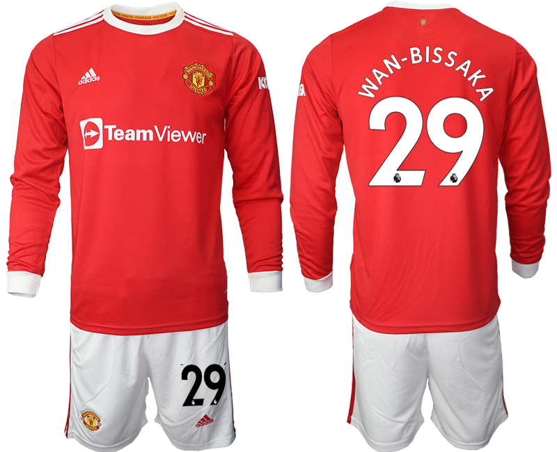 Men 2021-2022 Club Manchester united home red Long Sleeve #29 Soccer Jersey->manchester united jersey->Soccer Club Jersey